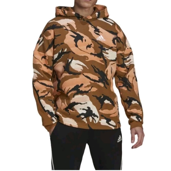 ADIDAS ALLOVER PRINT DESERT CAMOFLAGE HOODIE GQ2911 PULLOVER MENS XXL/2XL  EUC - Picture 1 of 16